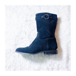 Michael Kors Suede Black Bootie Gold Accents SZ8